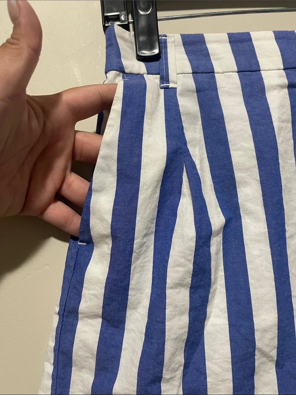 J. Crew Blue and White Vertical Stripe Shorts Cotton Mid to High Rise size 0